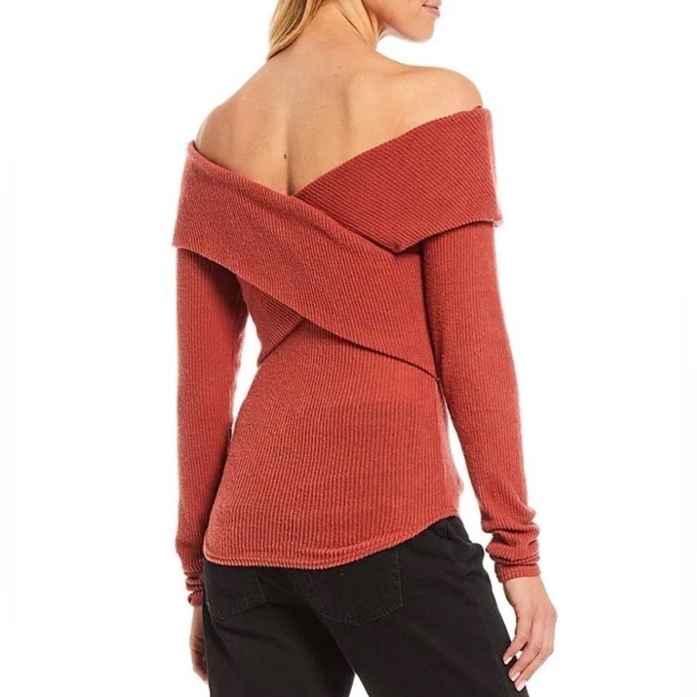 FREE PEOPLE MARLED RIB KNIT OFF SHOULDER LONG SLEEVE TOP - Picture 5 of 10
